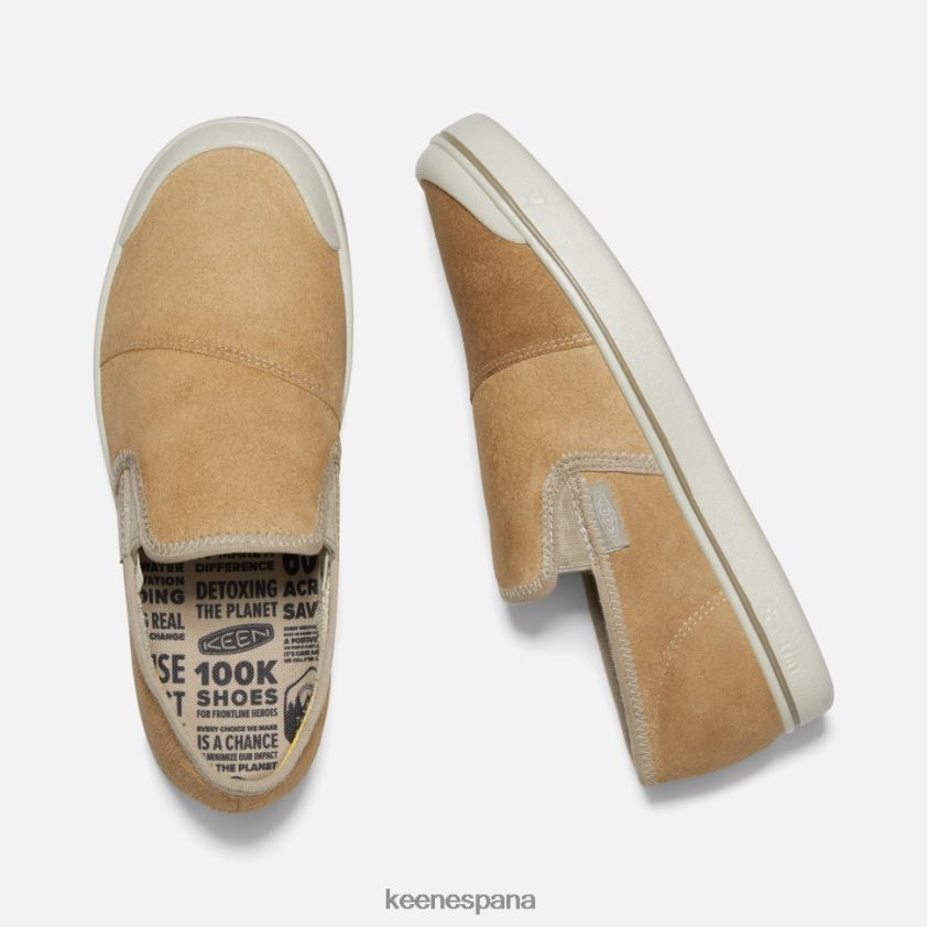 Keen zapatillas sin cordones de cuero cosecha eldon BJ4P4X487 abedul beige-plateado